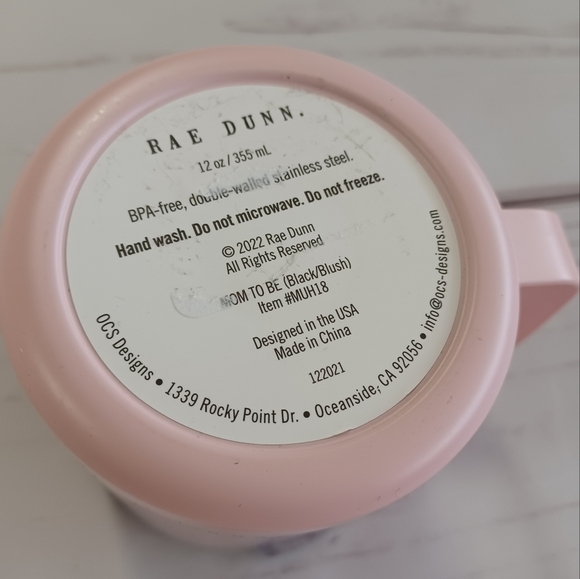 RAE DUNN 12oz BPA FREE MOM TO BE PINK TUMBLER CUP GLASS WITH LID - Picture 7 of 9